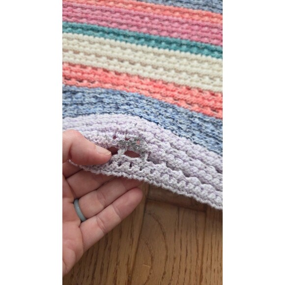 GAP Bell Sleeve Crochet Pullover Sweater Colorful Stripes Women's XL - Picture 7 of 7